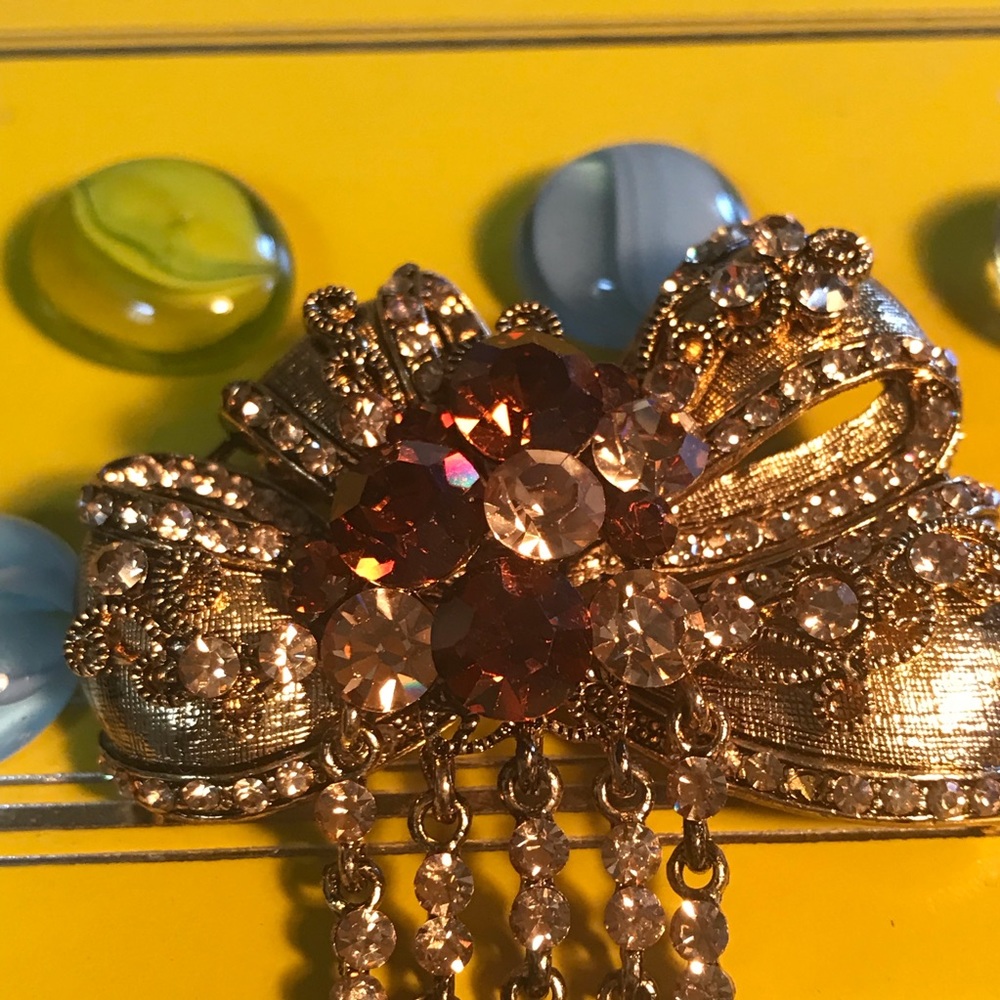 Brooch 🎀 Ribbon style Vintage-🌟 Rhinestone - Picture 8 of 8
